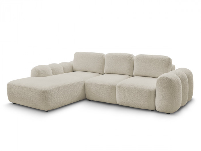 Canapé d'angle L convertible MONTAIGNE tissu bouclette