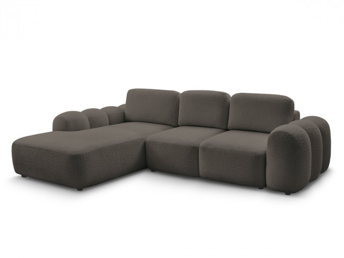 Canapé d'angle L convertible MONTAIGNE tissu bouclette