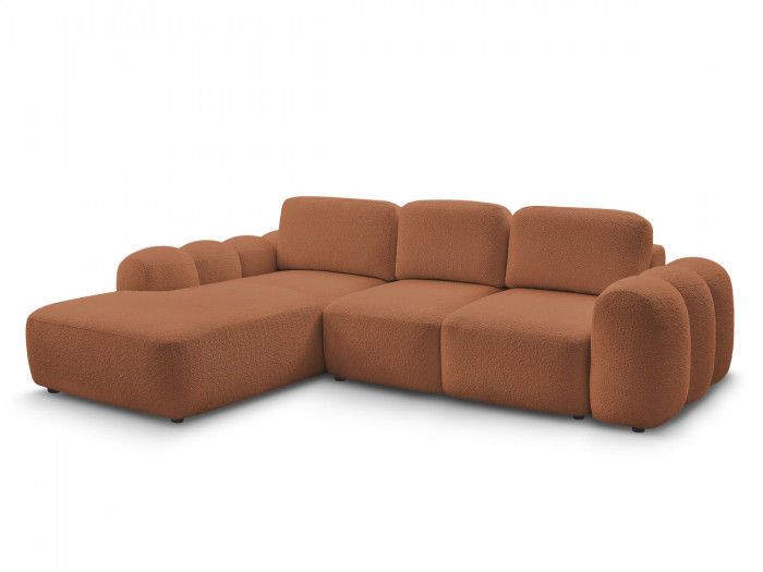 Canapé d'angle L convertible MONTAIGNE tissu bouclette