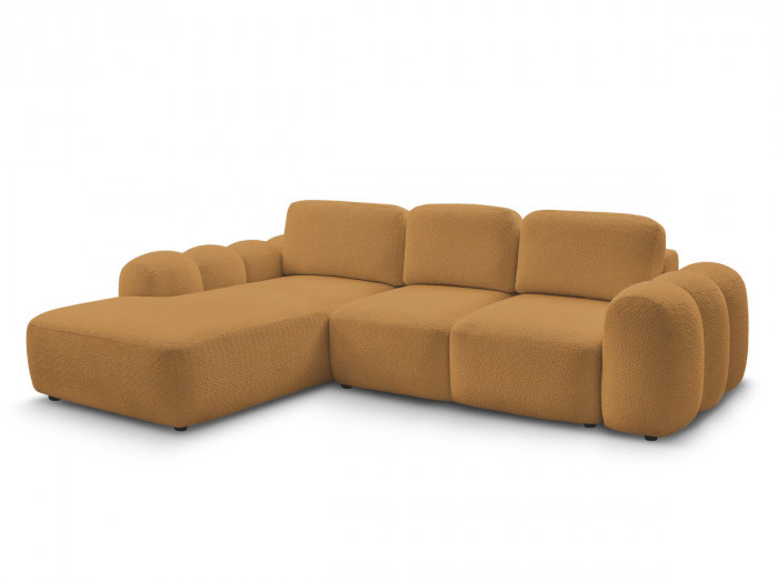 Canapé d'angle L convertible MONTAIGNE tissu bouclette