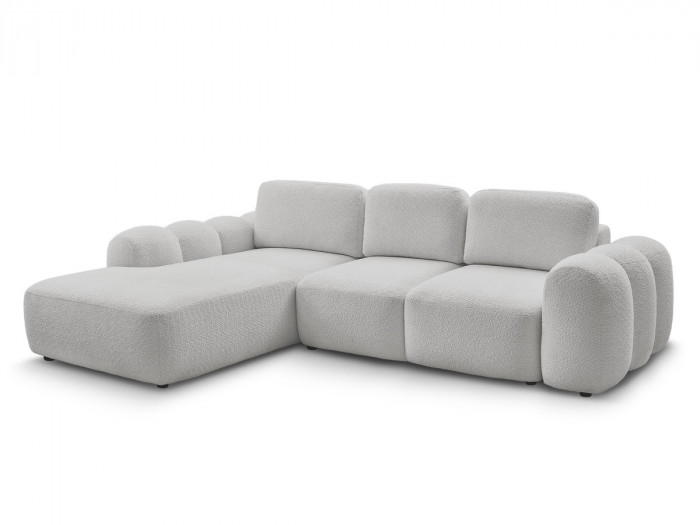 Canapé d'angle L convertible MONTAIGNE tissu bouclette