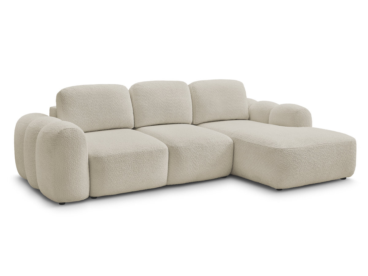 Canapé d'angle convertible coffre MONTAIGNE bouclette beige — vue 3
