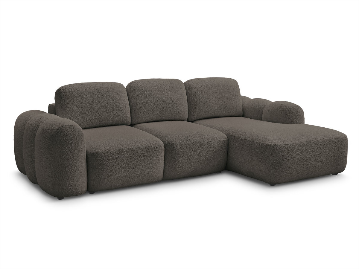 Canapé d'angle convertible coffre MONTAIGNE bouclette marron — vue 3