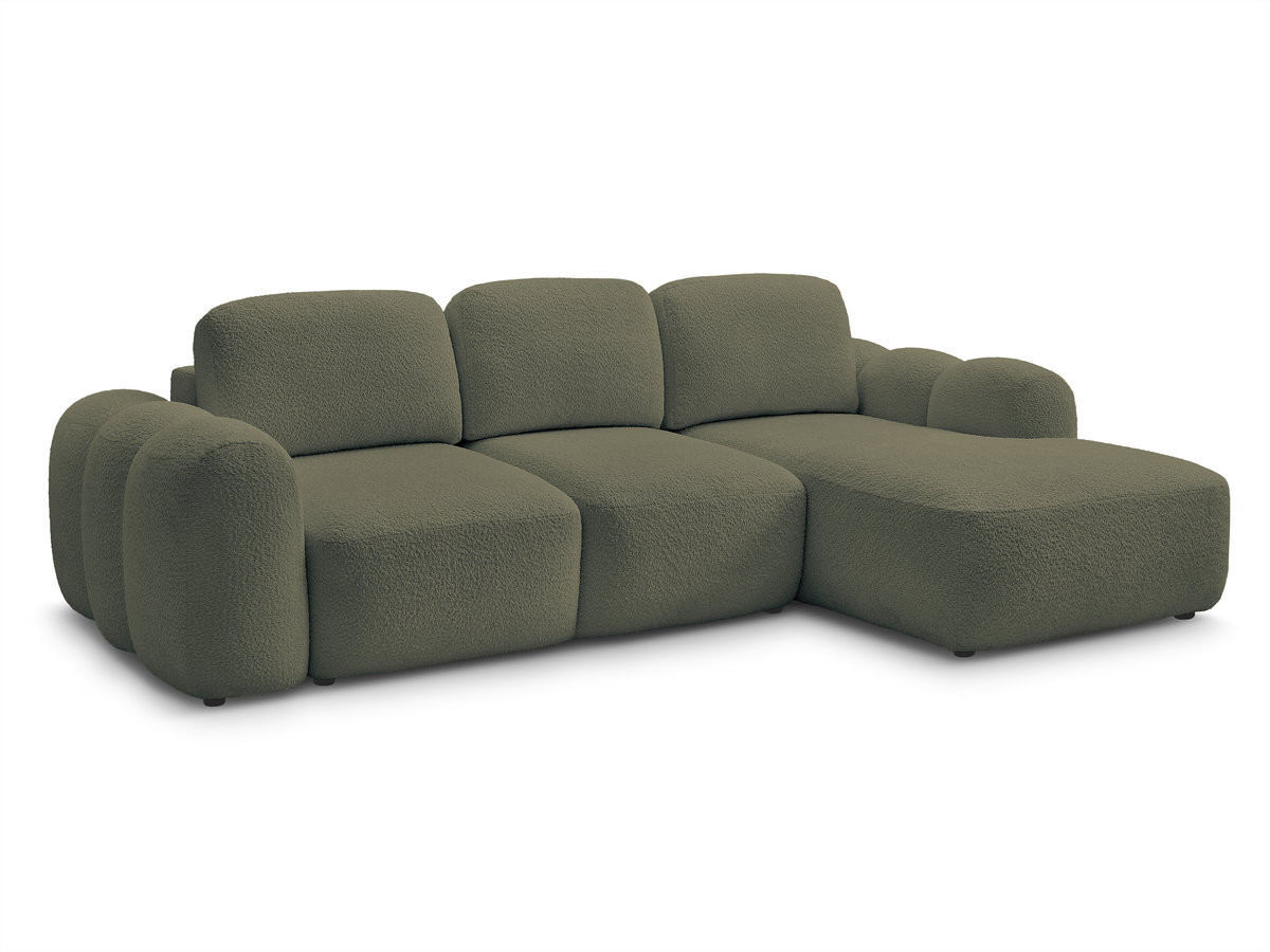 Canapé d'angle convertible coffre MONTAIGNE bouclette vert — vue 3