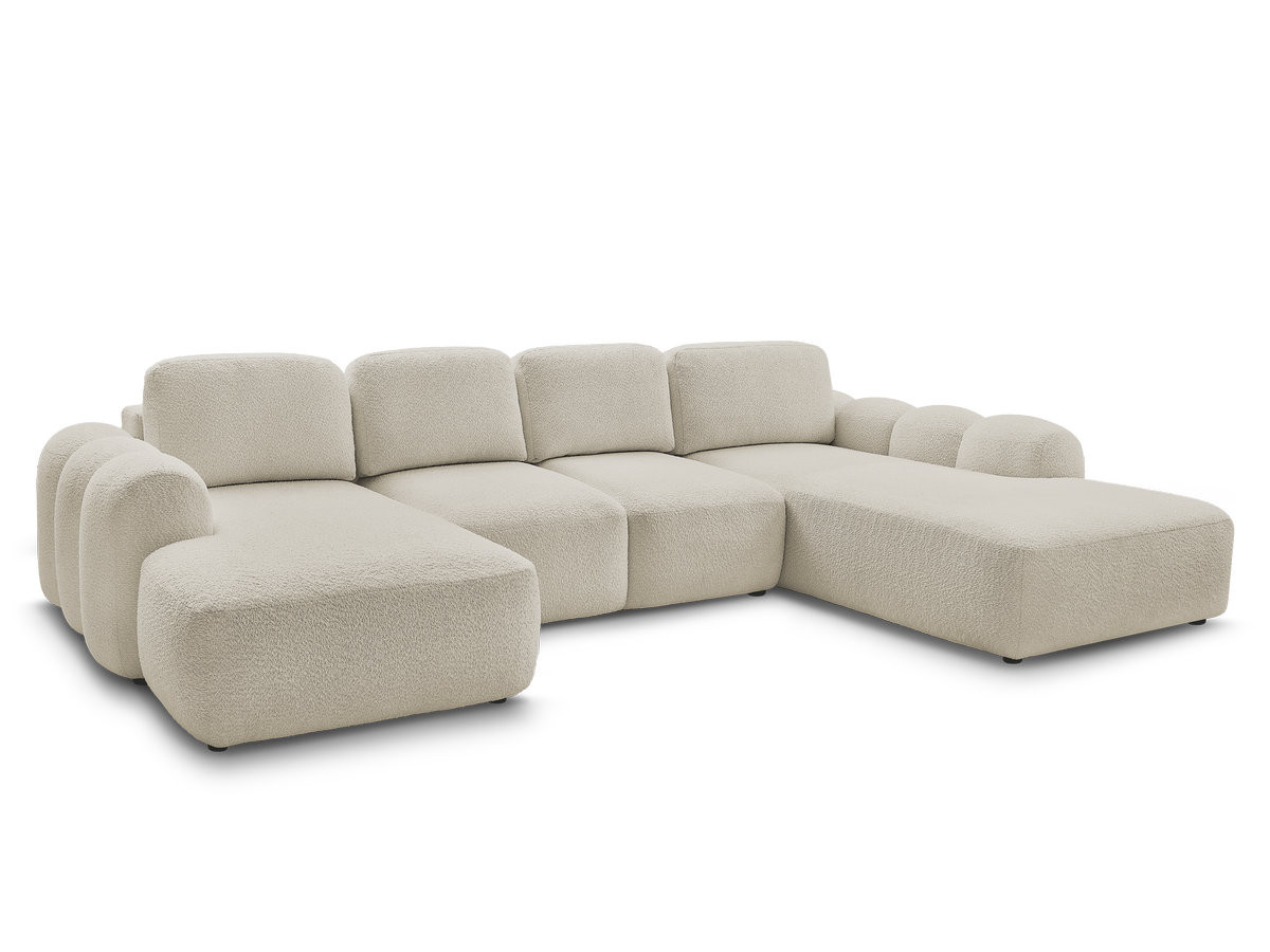 Canapé panoramique convertible coffre MONTAIGNE tissu bouclette