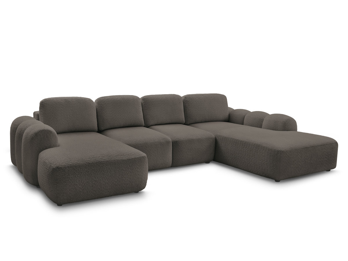Canapé panoramique convertible coffre MONTAIGNE tissu bouclette