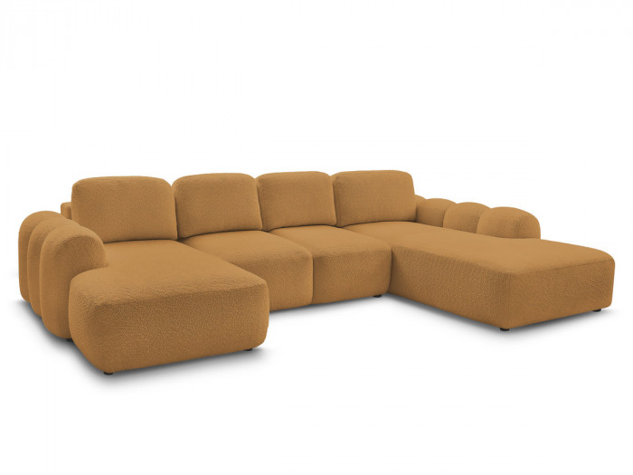 Canapé panoramique convertible MONTAIGNE tissu bouclette