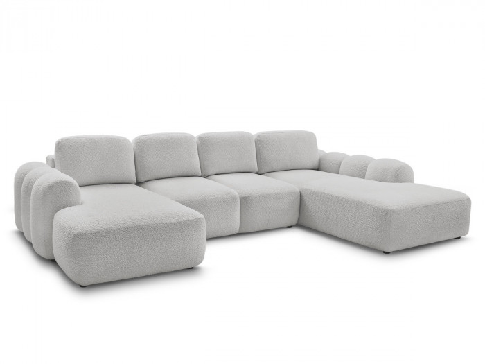 Canapé panoramique convertible MONTAIGNE tissu bouclette