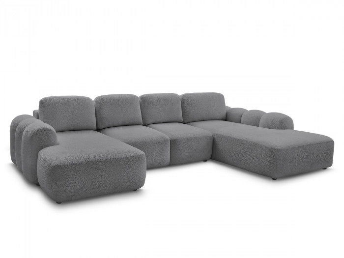 Canapé panoramique convertible MONTAIGNE tissu bouclette