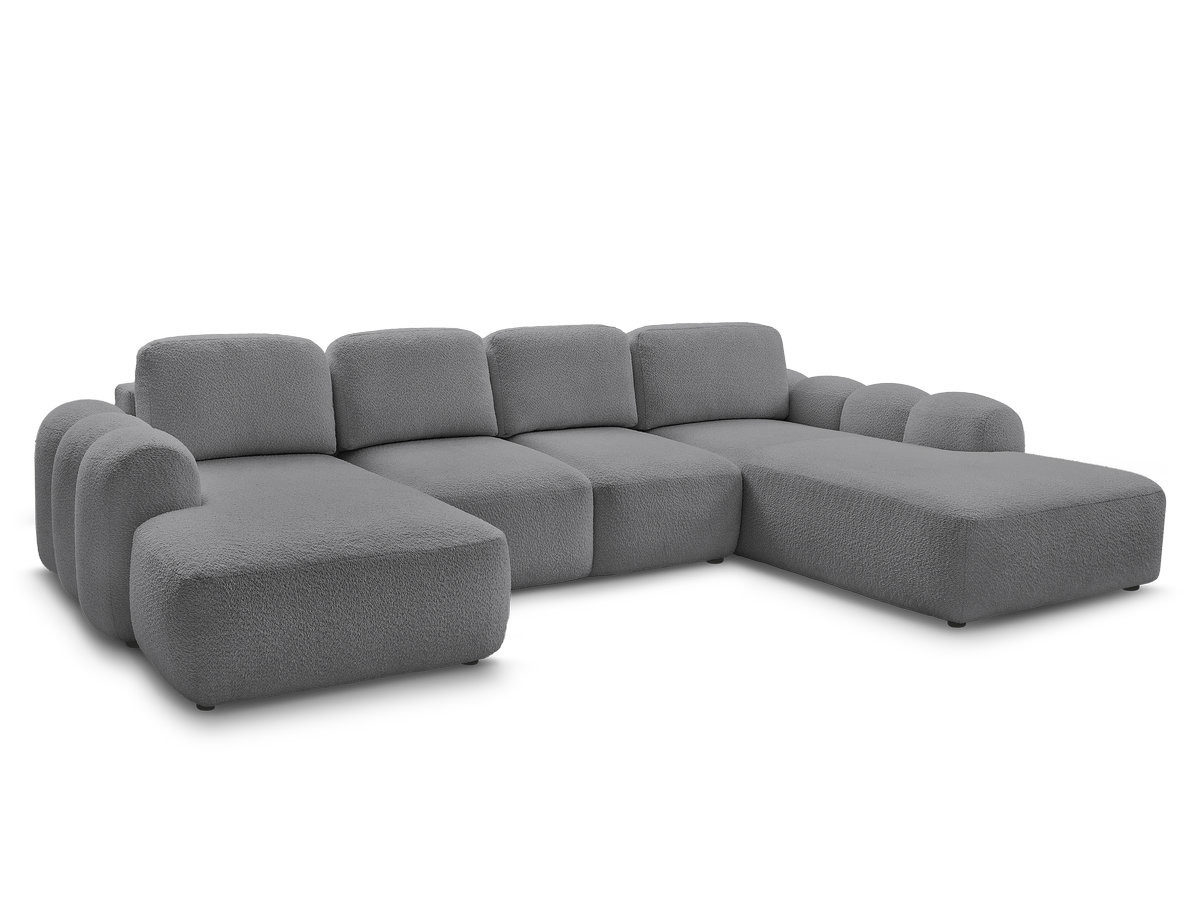 Canapé panoramique convertible coffre MONTAIGNE tissu bouclette
