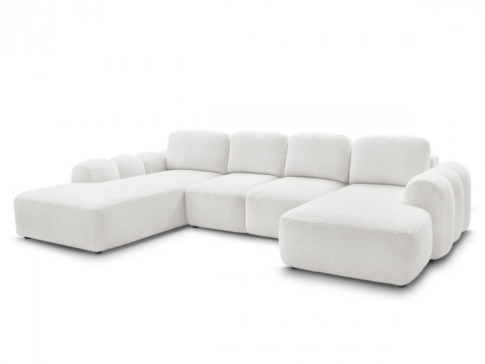 Canapé panoramique convertible MONTAIGNE tissu bouclette