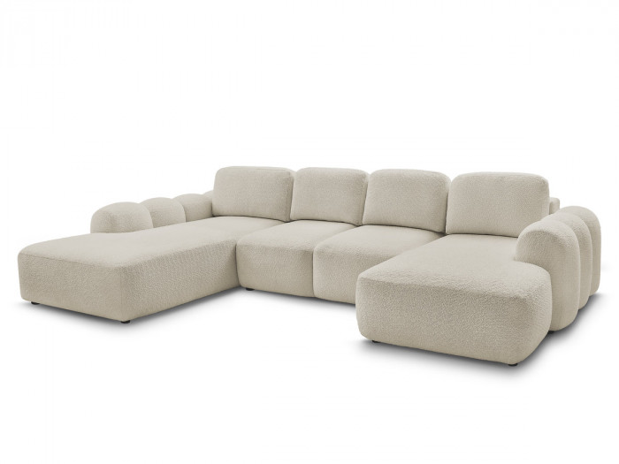 Canapé panoramique convertible MONTAIGNE tissu bouclette