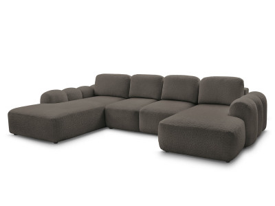 Canapé panoramique convertible coffre MONTAIGNE tissu bouclette