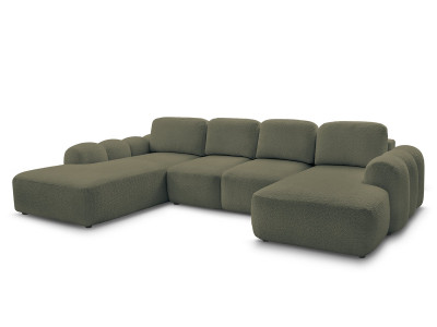 Canapé panoramique convertible coffre MONTAIGNE tissu bouclette