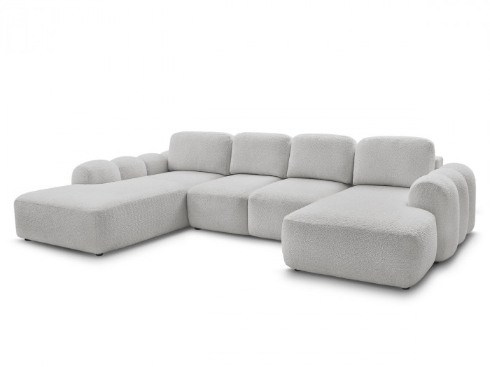 Canapé panoramique convertible MONTAIGNE tissu bouclette