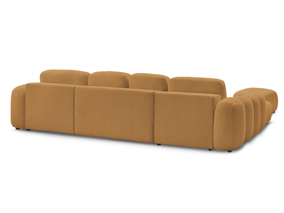 Canapé panoramique convertible coffre MONTAIGNE tissu bouclette avec pouf