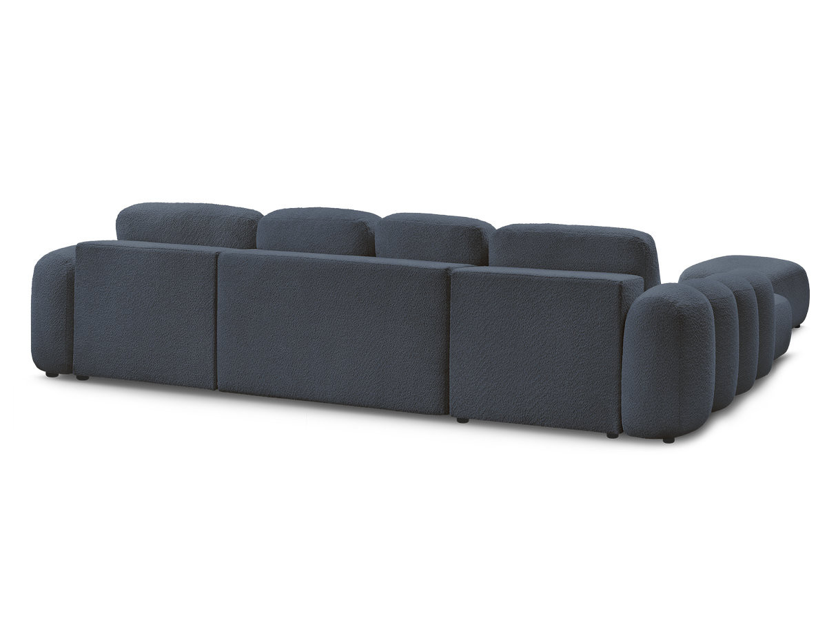 Canapé panoramique convertible coffre MONTAIGNE tissu bouclette avec pouf