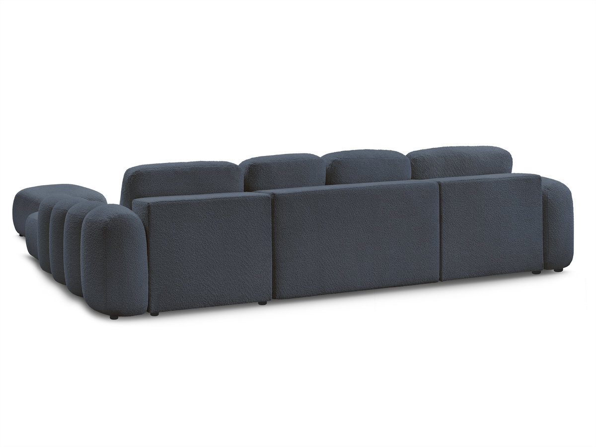 Canapé panoramique convertible coffre MONTAIGNE tissu bouclette avec pouf