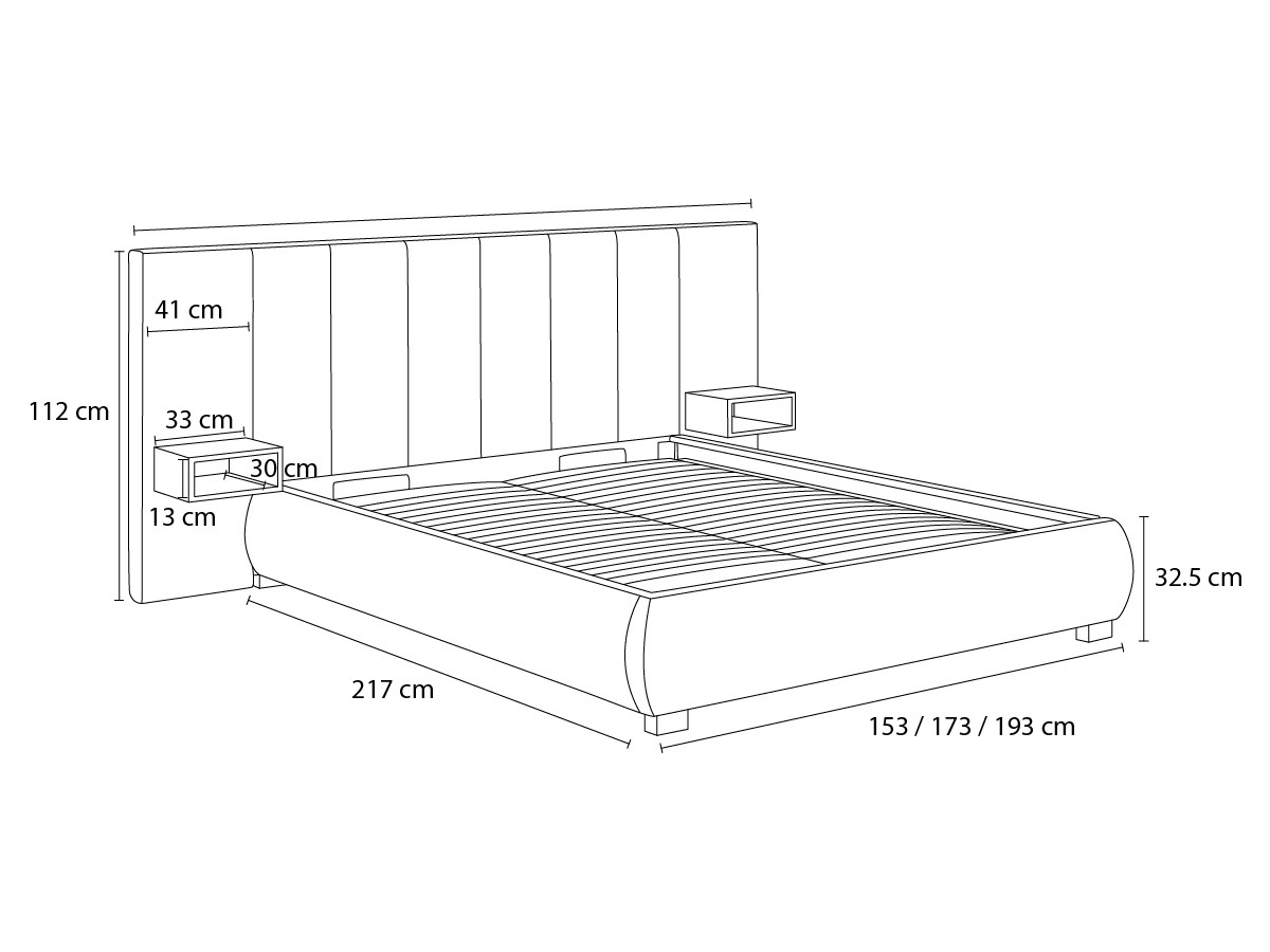 ALOE opbergbed met nachtkastjes en geïntegreerde led's