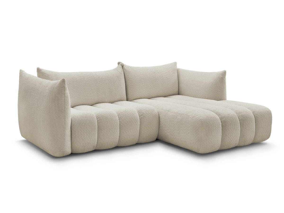 canapé d'angle fixe azra tissu bouclette de couleur beige