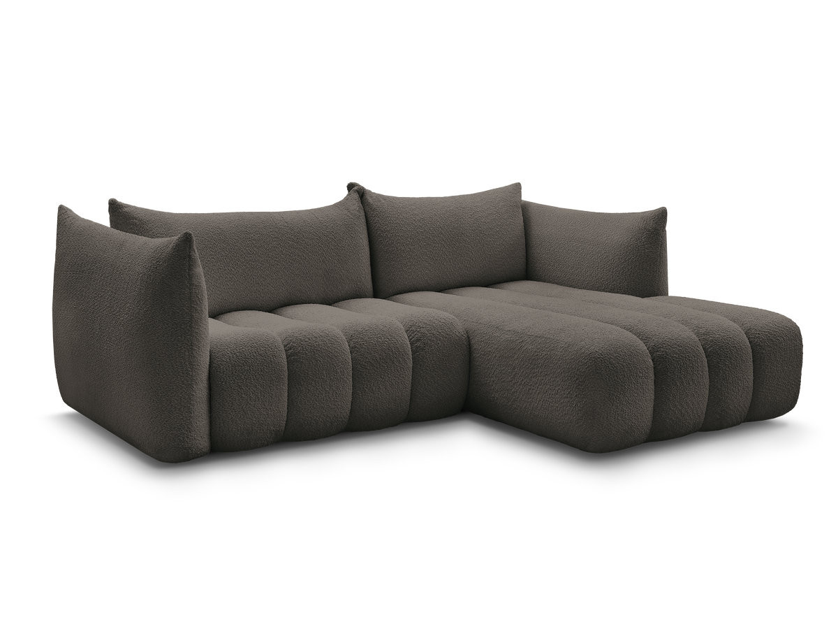 canapé d'angle fixe azra tissu bouclette de couleur marron