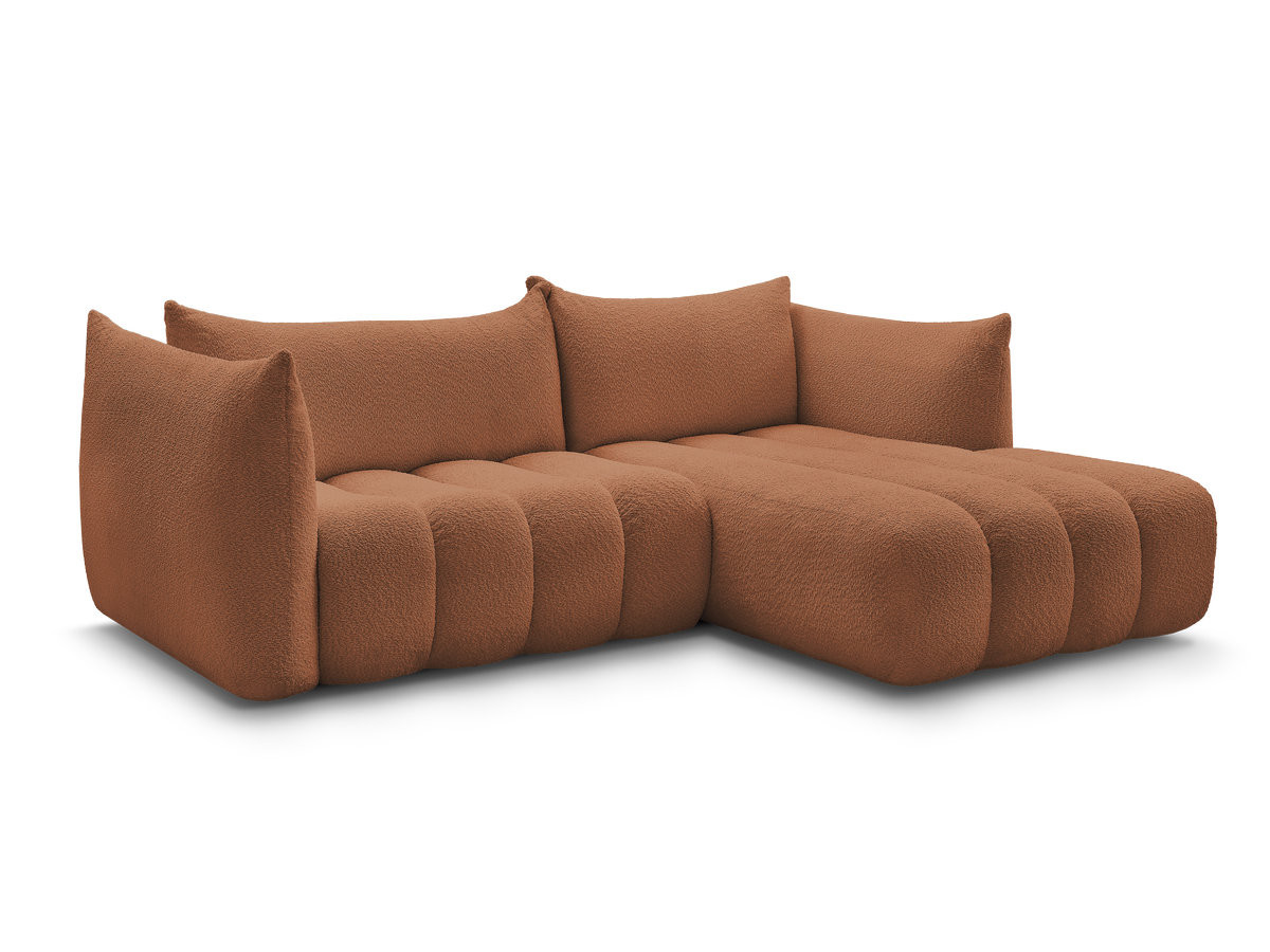 canapé d'angle fixe azra tissu bouclette de couleur orange