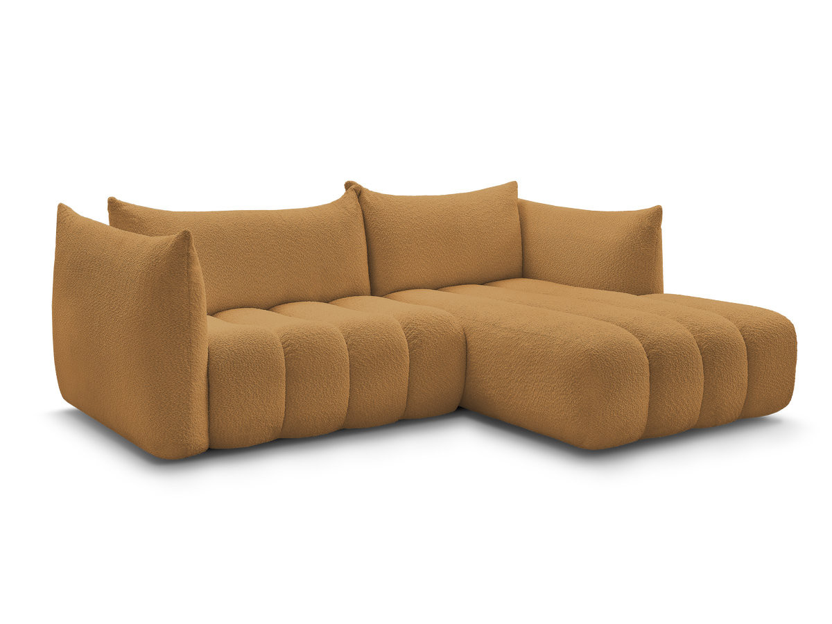 canapé d'angle fixe azra tissu bouclette de couleur jaune