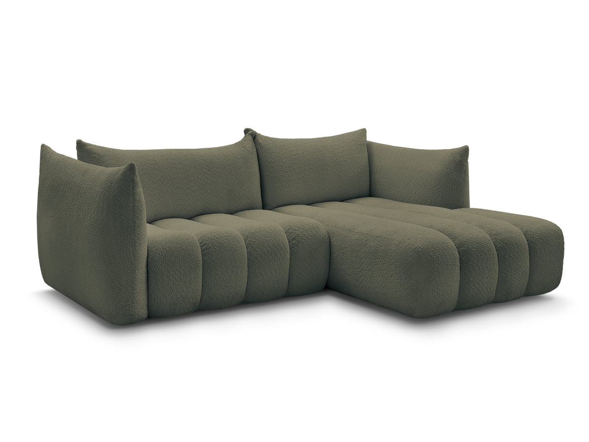 canapé d'angle fixe azra tissu bouclette de couleur vert