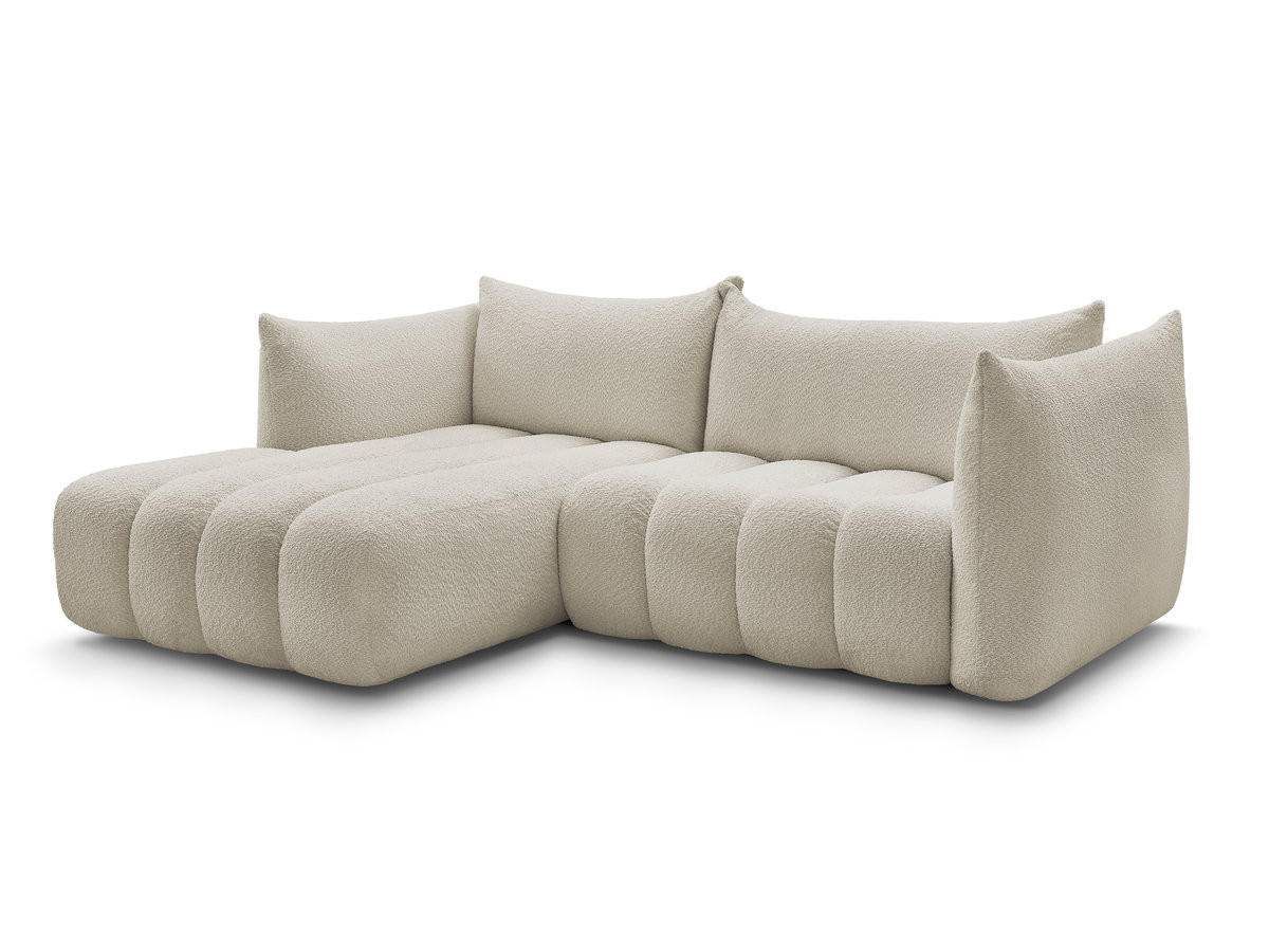 canapé d'angle fixe azra tissu bouclette de couleur beige