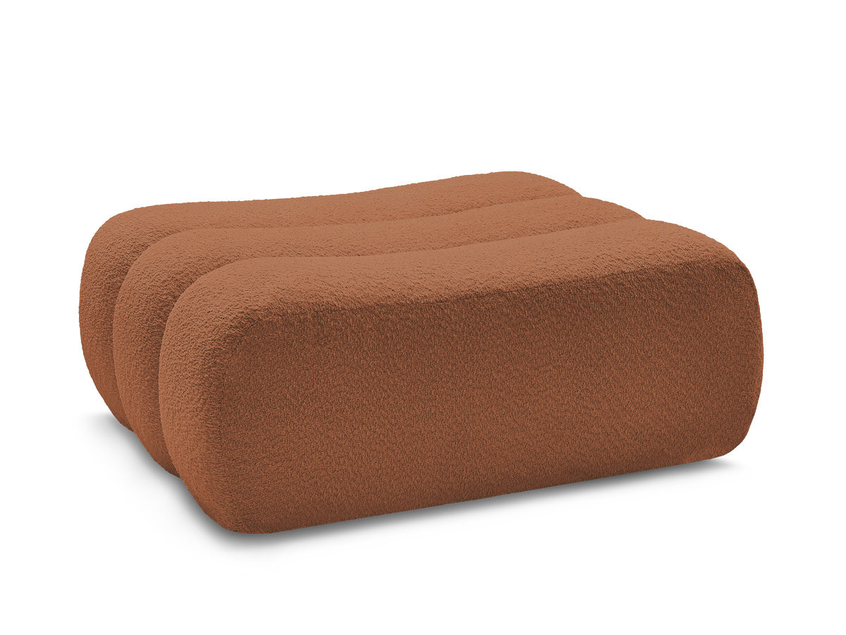 pouf azra tissu bouclette de couleur orange