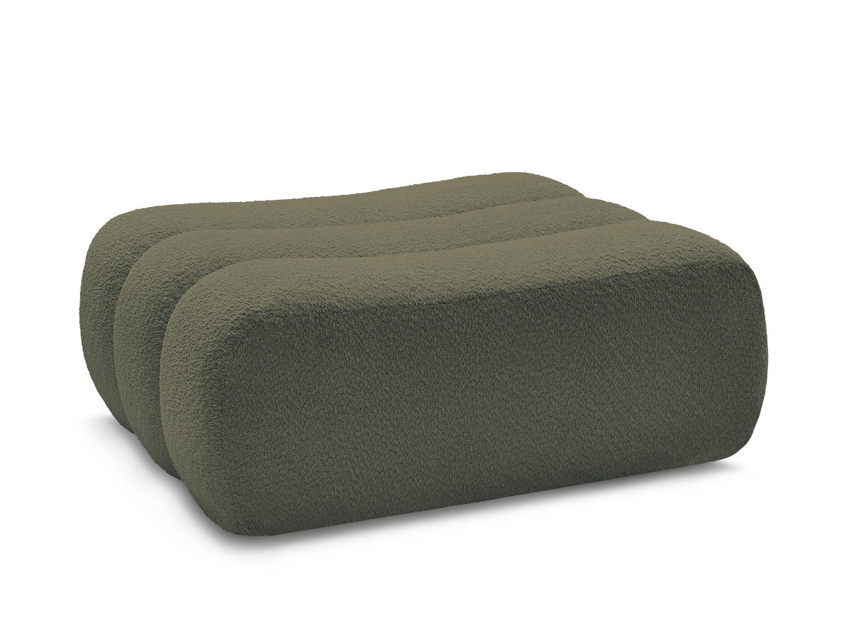 pouf azra tissu bouclette de couleur vert
