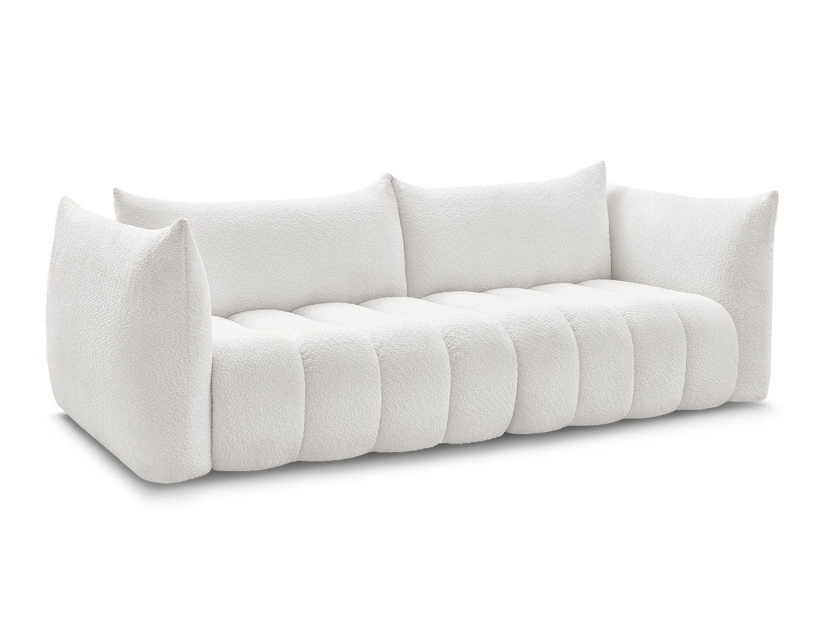 canapé droit fixe 4 places azra tissu bouclette de couleur blanc