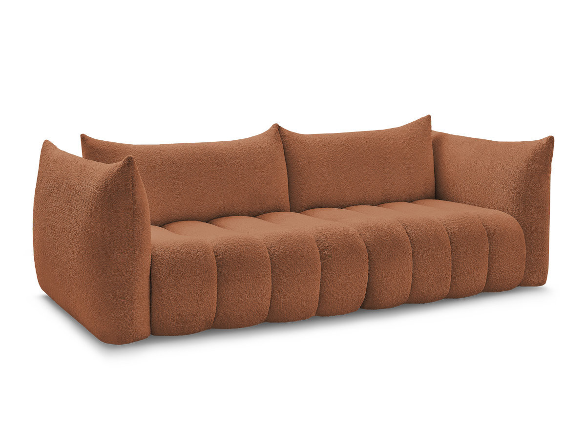 canapé droit fixe 4 places azra tissu bouclette de couleur orange