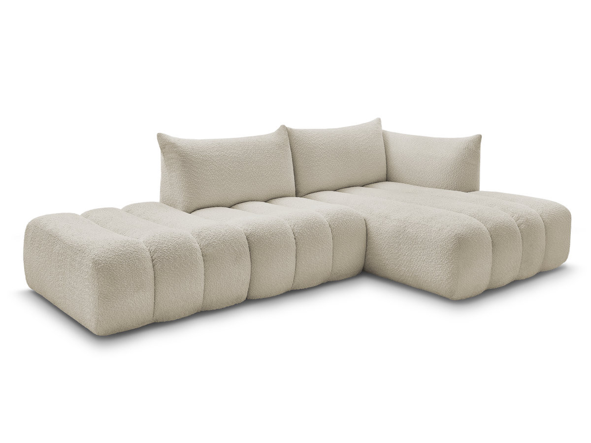 canapé d'angle fixe modulable azra tissu bouclette de couleur beige