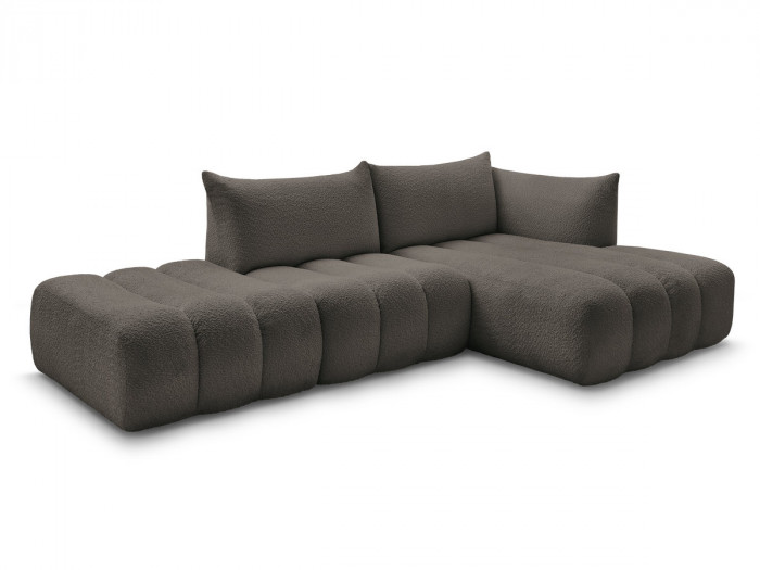 Canapé d'angle fixe modulable AZRA tissu bouclette