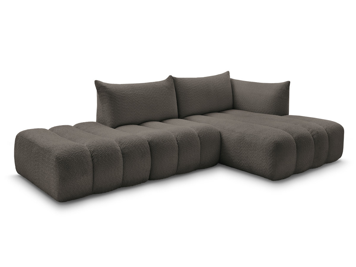 Canapé d'angle fixe modulable AZRA tissu bouclette
