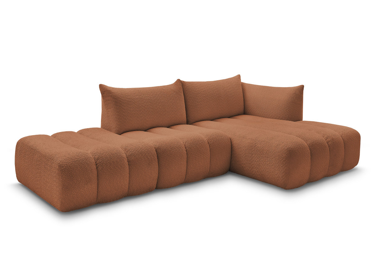 canapé d'angle fixe modulable azra tissu bouclette de couleur orange