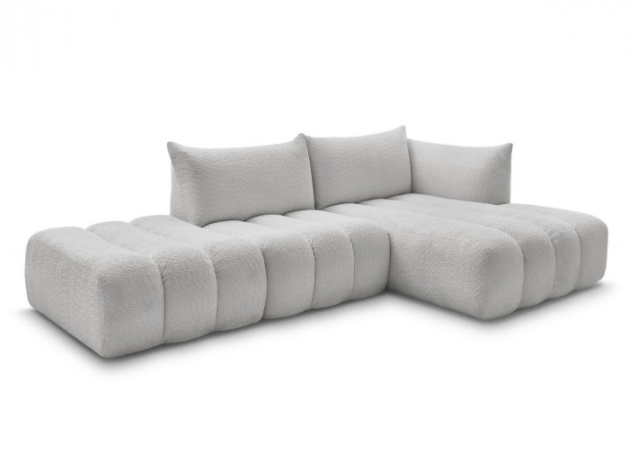Canapé d'angle fixe modulable AZRA tissu bouclette
