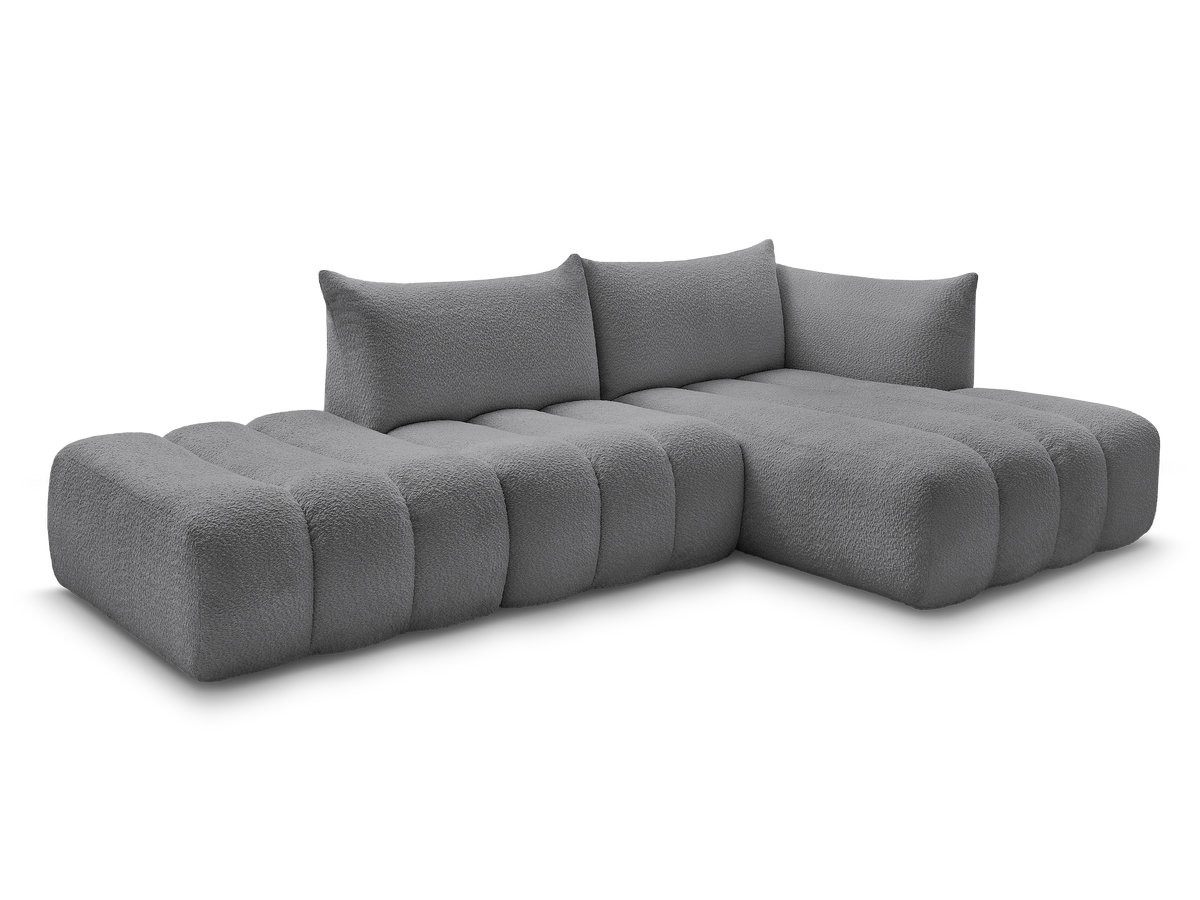 Canapé d'angle fixe modulable AZRA tissu bouclette