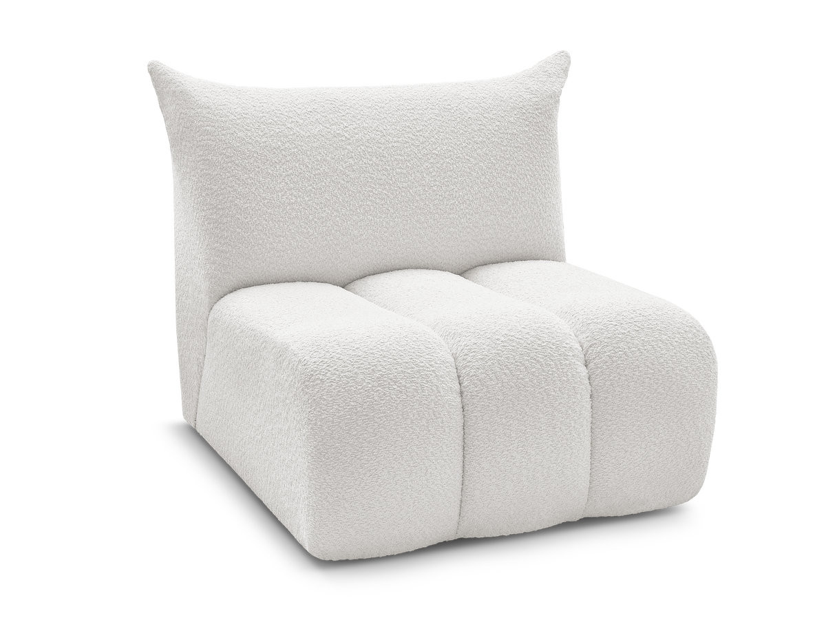 chauffeuse 1 place sans accoudoir pour canapé modulable azra tissu bouclette de couleur blanc