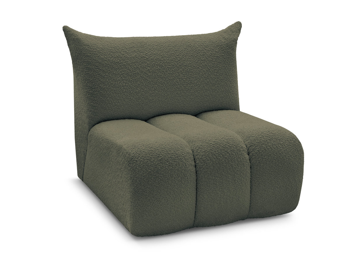 chauffeuse 1 place sans accoudoir pour canapé modulable azra tissu bouclette de couleur vert