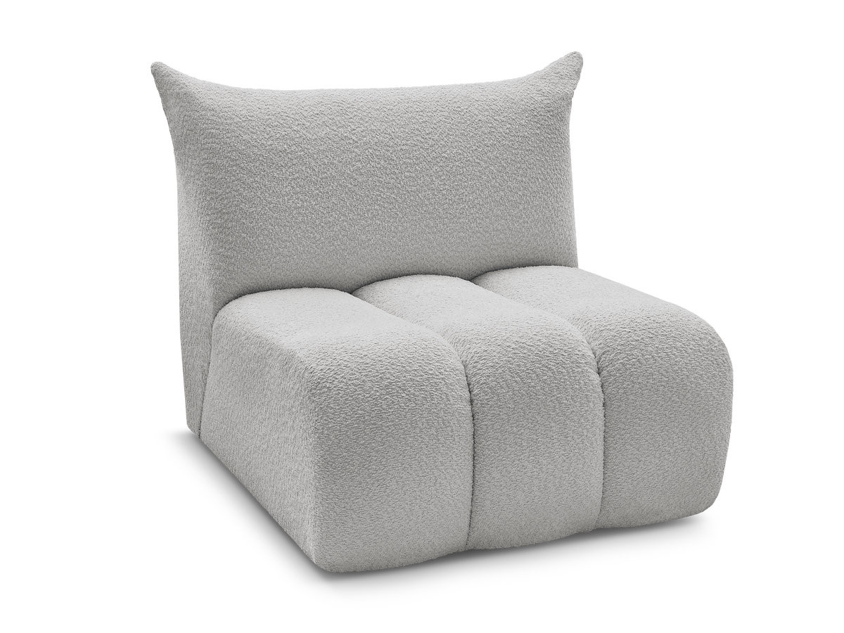 chauffeuse 1 place sans accoudoir pour canapé modulable azra tissu bouclette de couleur gris clair