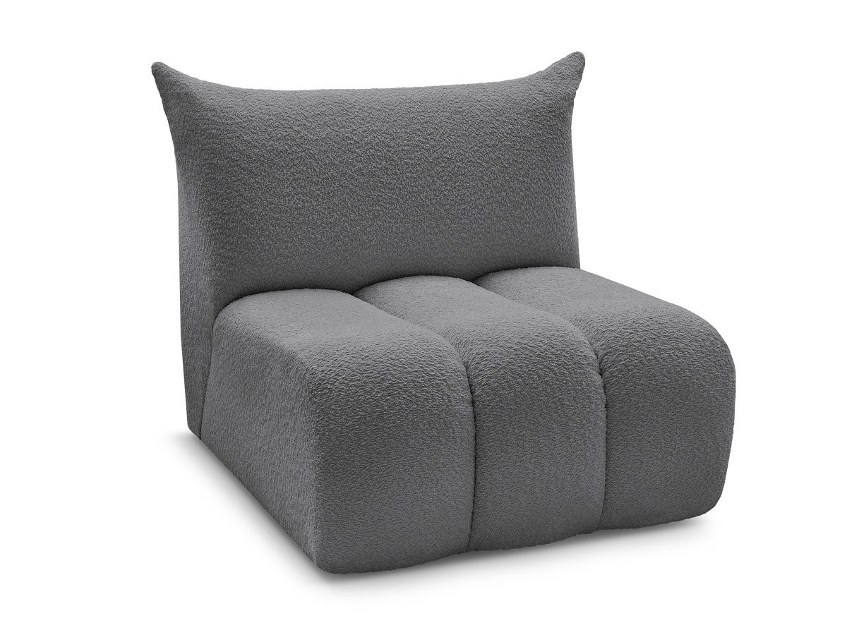chauffeuse 1 place sans accoudoir pour canapé modulable azra tissu bouclette de couleur gris foncé