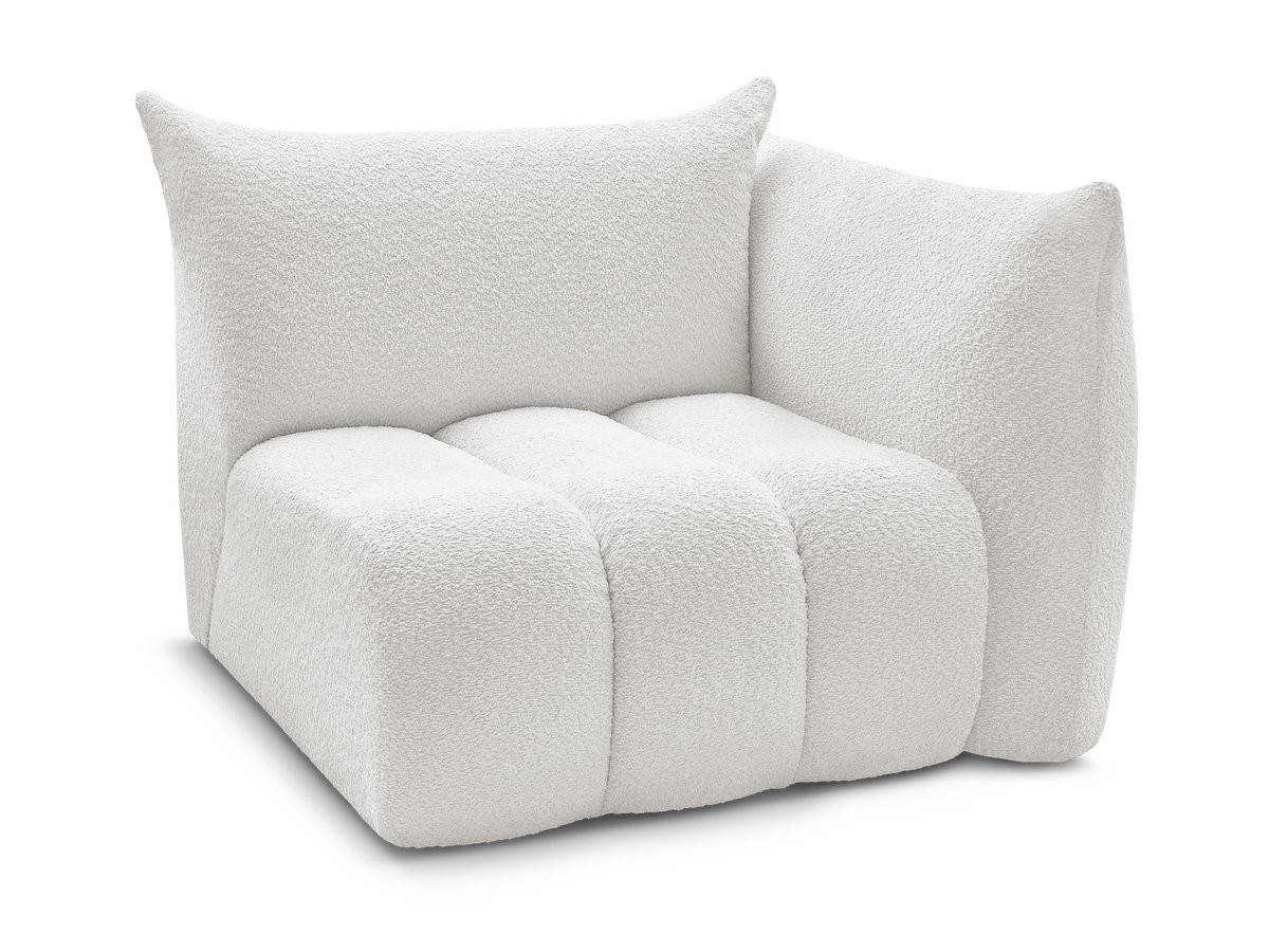 chauffeuse 1 place avec accoudoir pour canapé modulable azra tissu bouclette de couleur blanc