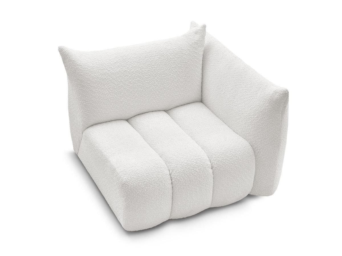 Chauffeuse 1 place avec accoudoir pour canapé modulable AZRA tissu bouclette