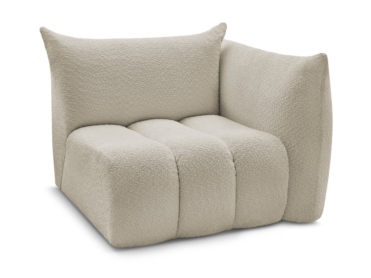 chauffeuse 1 place avec accoudoir pour canapé modulable azra tissu bouclette de couleur beige