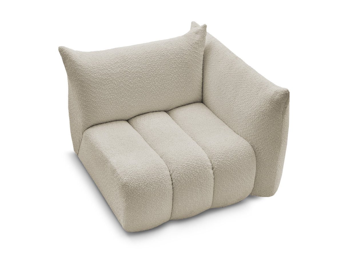 Chauffeuse 1 place avec accoudoir pour canapé modulable AZRA tissu bouclette