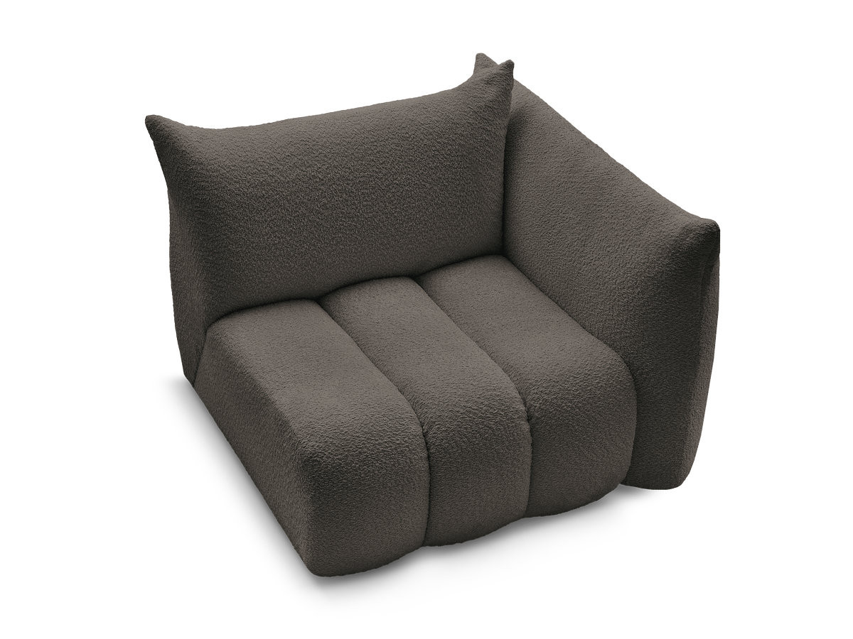 Chauffeuse 1 place avec accoudoir pour canapé modulable AZRA tissu bouclette