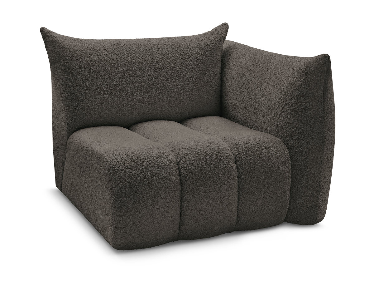 chauffeuse 1 place avec accoudoir pour canapé modulable azra tissu bouclette de couleur marron