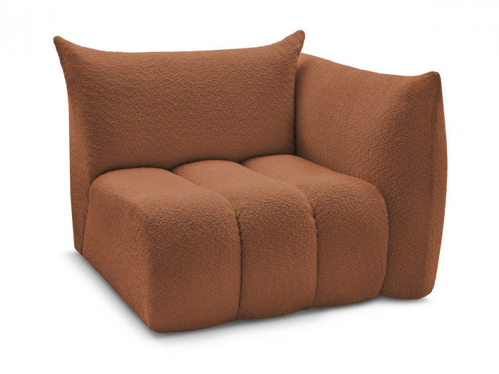 Chauffeuse 1 place avec accoudoir pour canapé modulable AZRA tissu bouclette